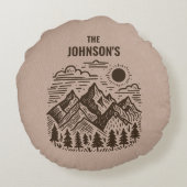 Rustic Modern Mountains Custom ラウンドクッション (裏面)