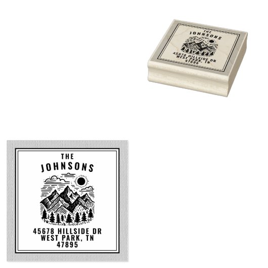 Rustic Modern Mountains Custom ラバースタンプ (押印)