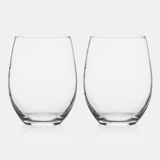Rustic Modern Plaid Check Deer Stemless Wine Glass ステムなしワイングラス (左)
