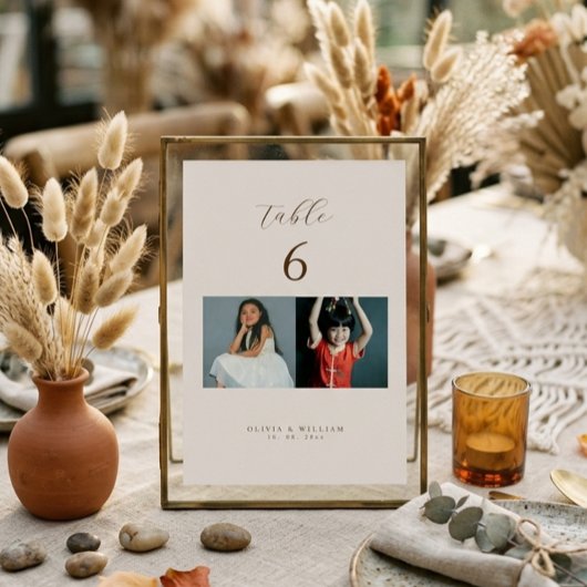 Rustic Modern Script Childhood Photos as  テーブルナンバー