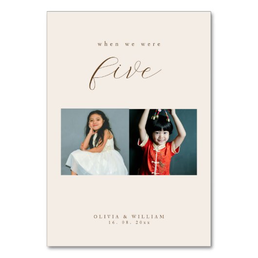 Rustic Modern Script Childhood Photos as  テーブルナンバー (正面)