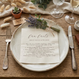 Rustic Modern Script Fun Facts Wedding スタンダードランチョンナプキン
