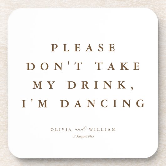 Rustic Modern Script Personalized Wedding  コースター (正面)