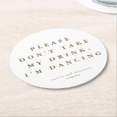 Rustic Modern Script Personalized Wedding  ラウンドペーパーコースター (アングル)