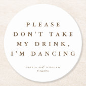 Rustic Modern Script Personalized Wedding  ラウンドペーパーコースター (正面)