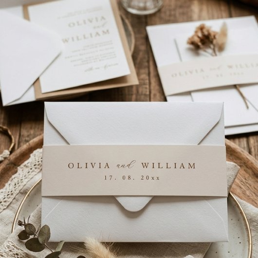 Rustic Modern Script Personalized Wedding  招待状ベリーバンド