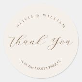 Rustic Modern Script Personalized Wedding Favor ラウンドシール (正面)