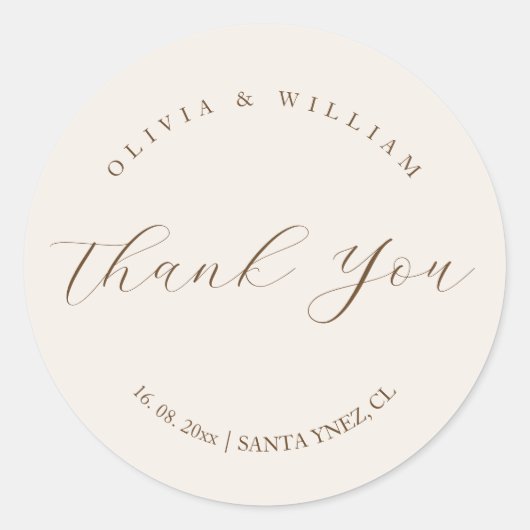 Rustic Modern Script Personalized Wedding Favor ラウンドシール (正面)
