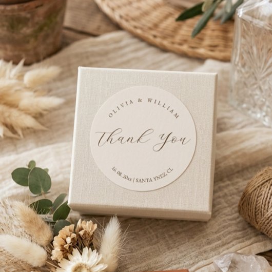 Rustic Modern Script Personalized Wedding Favor ラウンドシール