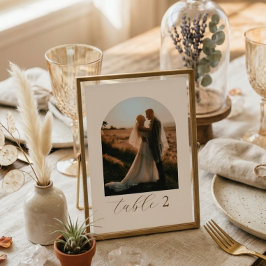 Rustic Modern Script Photo Wedding Table Numbers テーブルナンバー