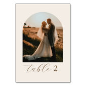 Rustic Modern Script Photo Wedding Table Numbers テーブルナンバー (正面)