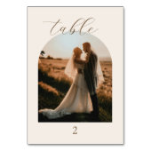 Rustic Modern Script Photo Wedding Table Numbers テーブルナンバー (正面)