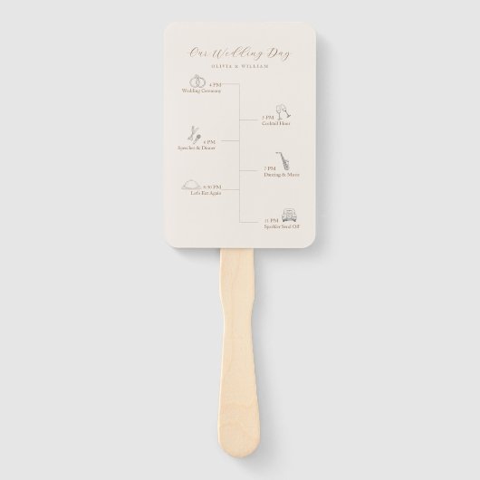 Rustic Modern Script Wedding Program and Timeline ハンドファン (裏面)