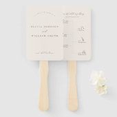 Rustic Modern Script Wedding Program and Timeline ハンドファン (正面&裏面)