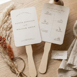 Rustic Modern Script Wedding Program and Timeline ハンドファン