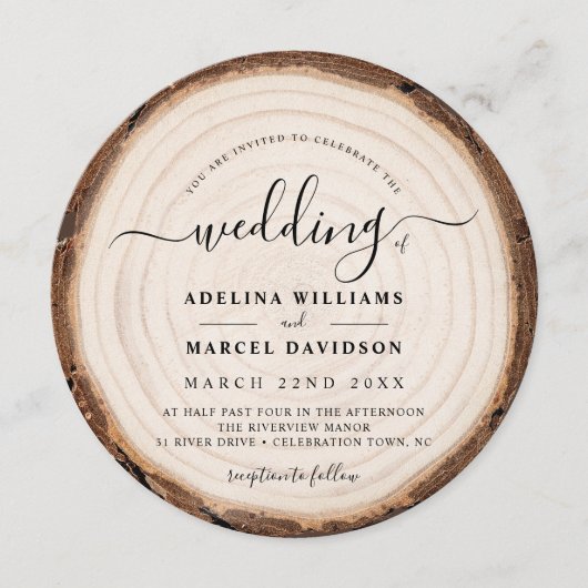 Rustic Modern Wood Natural Elegant Barn Wedding 招待状 (正面)