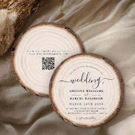 Rustic Modern Wood Natural Elegant Barn Wedding 招待状