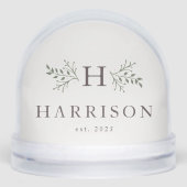 Rustic monogram newlywed one photo snow globe (正面)