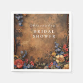 Rustic Moody Autumn Floral Bridal Shower スタンダードカクテルナプキン (正面)