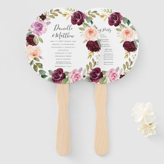 Rustic Moody Floral | オーダーメイド結婚式プログラム ハンドファン (正面&裏面)