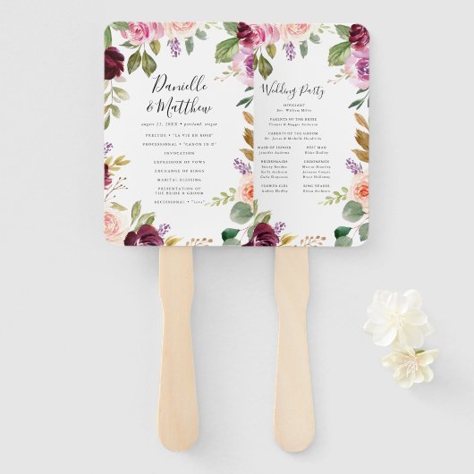 Rustic Moody Floral | オーダーメイド結婚式プログラム ハンドファン (正面&裏面)