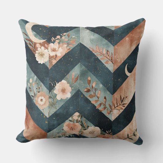 Rustic Moon Floral Chevron Earthy Pattern (9) クッション (正面)