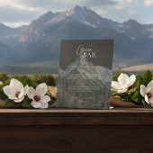 Rustic Mountain Brown Open Bar Wedding  台座サイン