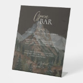 Rustic Mountain Brown Open Bar Wedding 台座サイン (正面)