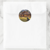Rustic mountain cabin sticker  ラウンドシール (バッグ)