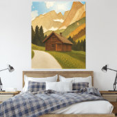 Rustic Mountain Cabin Wall Art Print キャンバスプリント (インサイチュ (寝室))