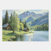Rustic Mountain Cabin Wrapping Paper ラッピングペーパーシート (正面3)