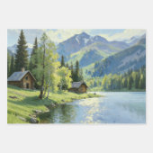 Rustic Mountain Cabin Wrapping Paper ラッピングペーパーシート (正面2)