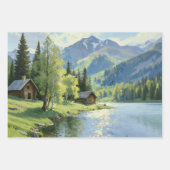 Rustic Mountain Cabin Wrapping Paper ラッピングペーパーシート (正面)