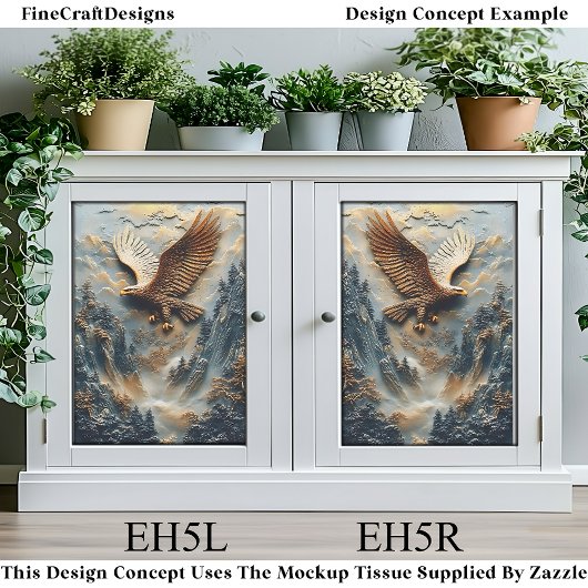 Rustic Mountain Eagle Relief Panel EH5R Decoupage 薄葉紙