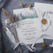 Rustic Mountain Forest Landscape QR Code Wedding 招待状