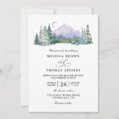 Rustic Mountain Forest Landscape QR Code Wedding 招待状 (正面)