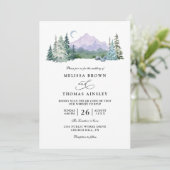 Rustic Mountain Forest Landscape QR Code Wedding 招待状 (スタンド正面)