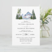 Rustic Mountain Forest Tree Budget QR Code Wedding 招待状 (スタンド正面)