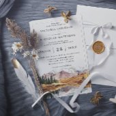 Rustic Mountain Forest Tree Budget QR Code Wedding 招待状