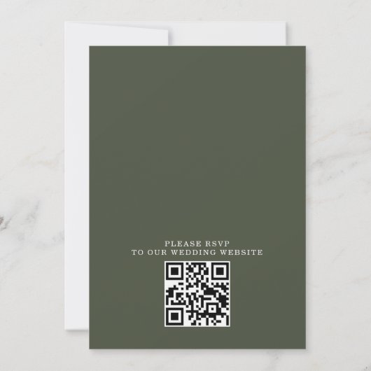 Rustic Mountain Forest Tree Budget QR Code Wedding 招待状 (裏面)