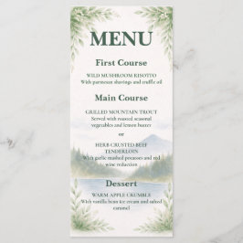 Rustic Mountain Forest Watercolor Wedding Menu メニュー