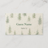 Rustic Mountain Forest Watercolor Wedding Place  プレイスカード (正面)