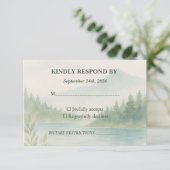 Rustic Mountain Forest Watercolor Wedding RSVP  (スタンド正面)