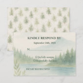Rustic Mountain Forest Watercolor Wedding RSVP  (正面/裏面)
