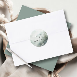 Rustic Mountain Lake Misty Pines Wedding ラウンドシール