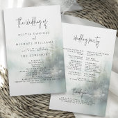 Rustic Mountain Lake Misty Pines Wedding Program チラシ