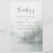 Rustic Mountain Lake Misty Pines Wedding Program チラシ (正面)
