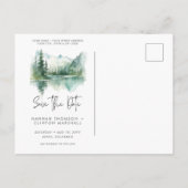 Rustic Mountain Lake Scene Photo Save the Date ポストカード (裏面)