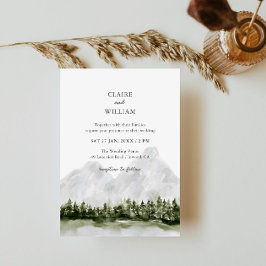 Rustic Mountain Lake Wedding Invitation 招待状