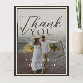 Rustic Mountain Landscape Watercolor Photo Wedding サンキューカード